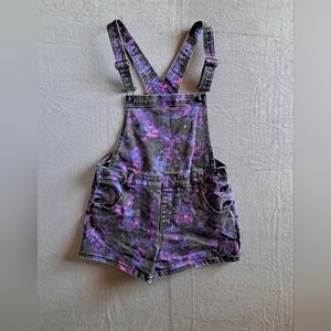 Blackheart galaxy tie dyed overall shorts